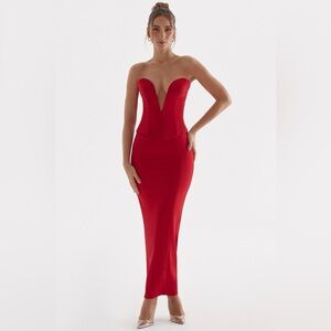 House of CB NAYARA Red Rose Maxi Skirt - sz Large